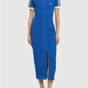 Adidas Blue Midi Knit Dress: ADIDAS ORIGINALS Crochet Dress